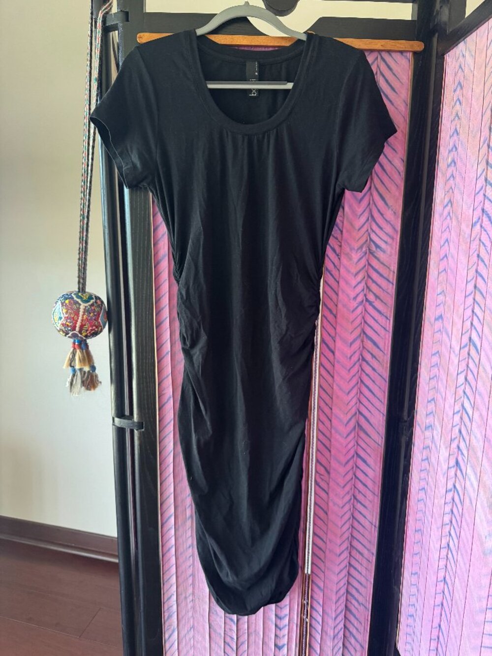 bobi Los Angeles Black Ruched Bodycon T-Shirt Dress M